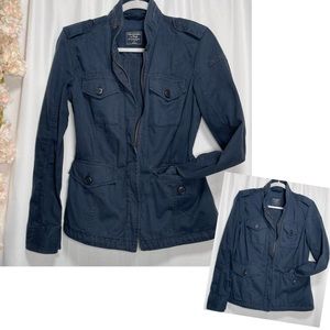 Abercrombie & Fitch Denim Utility Jacket small navy blue